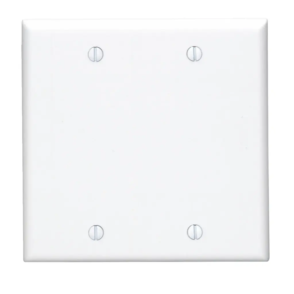 Two Gang Blank Wallplate, White