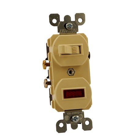 15 Amp Commercial Grade Combination Single Pole Toggle Switch and Neon Pilot Light, Ivory 5226-I