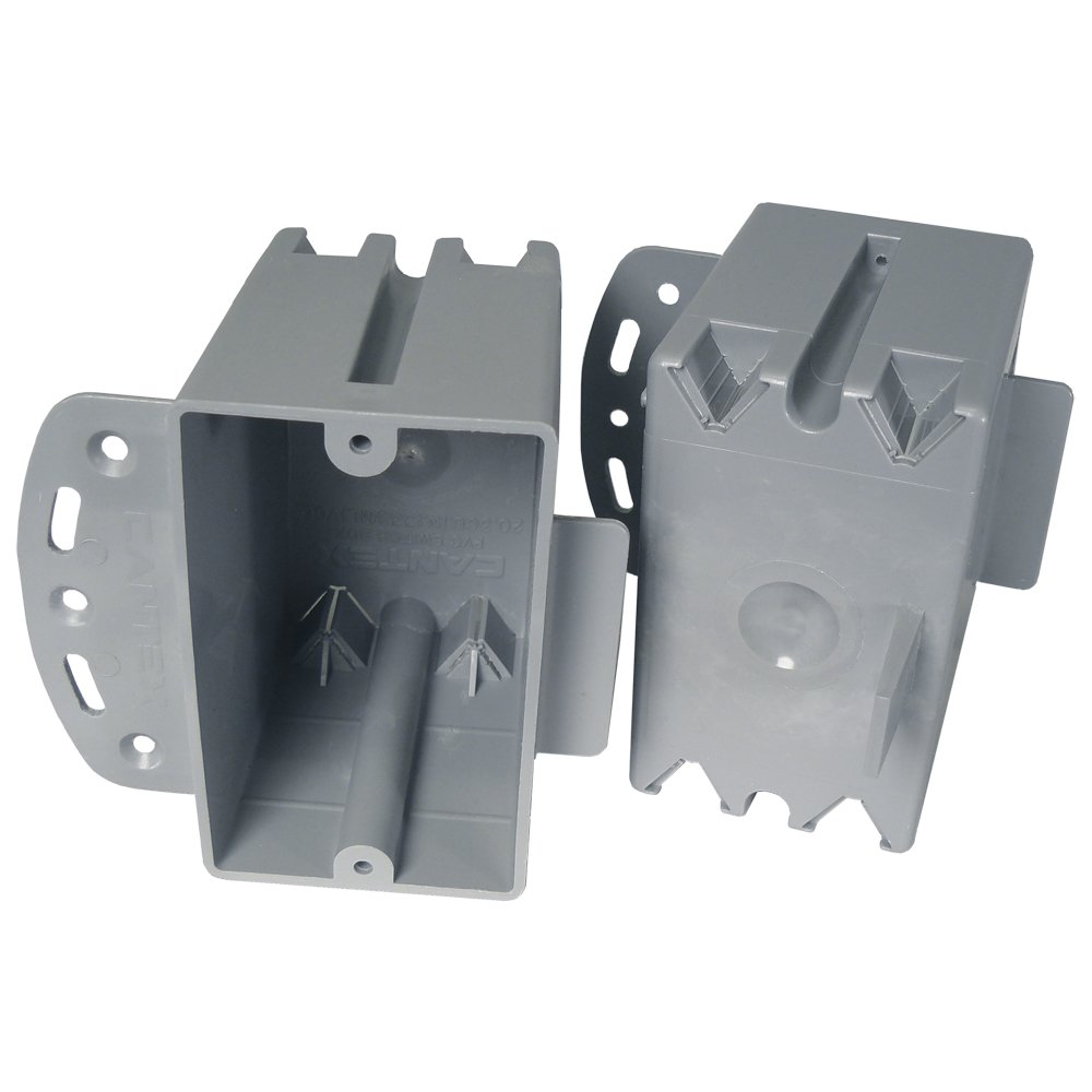 Cantex EZ Box New Work 20 Cu in Rectangle PVC 1 Gang Outlet Box Gray