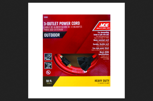 Ace Indoor or Outdoor 50 Ft. L Orange Triple Outlet Cord 12/3 STW