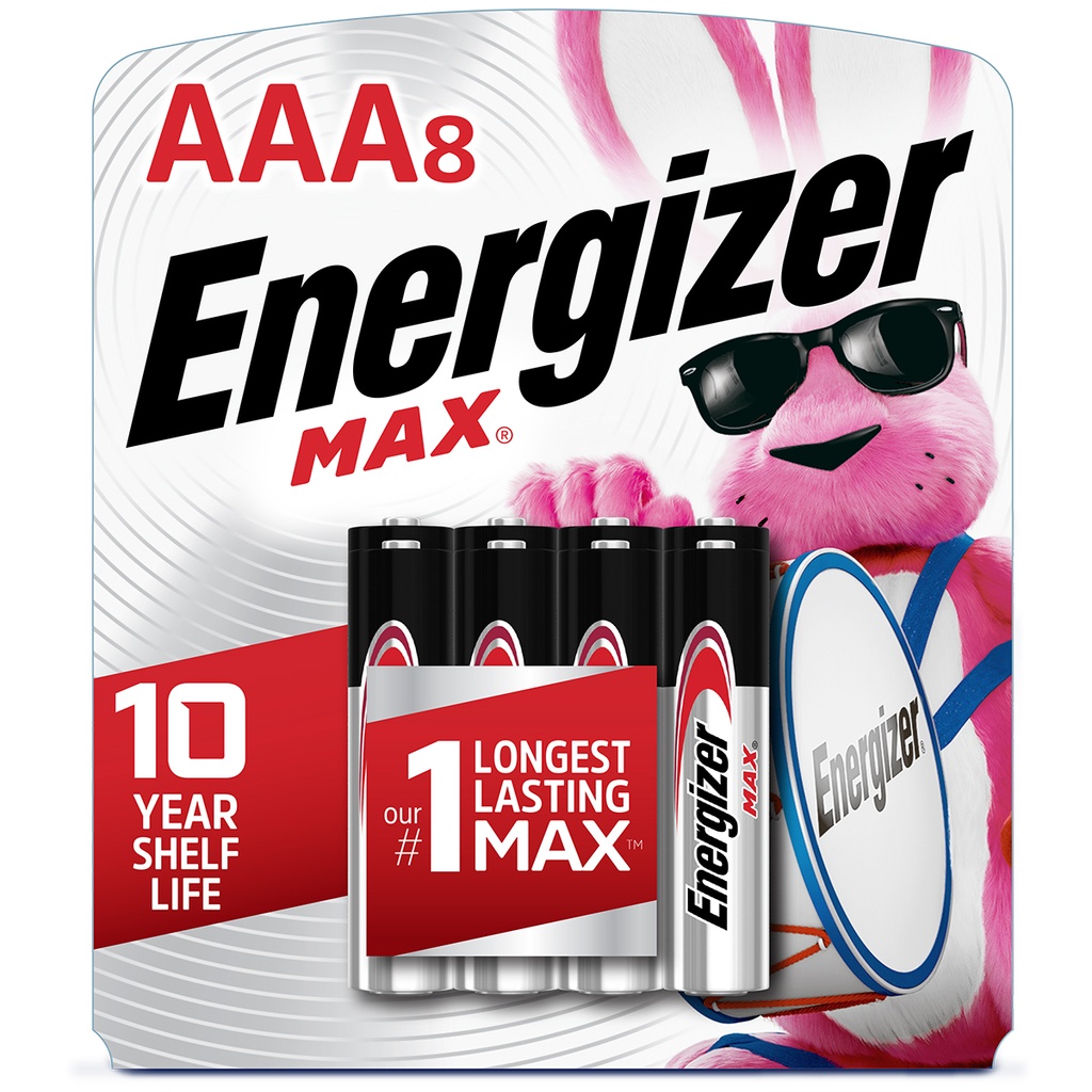 Energizer MAX AAA Batteries 8pk - Alkaline Battery: 1180 MAh, 1.5V, Household Use