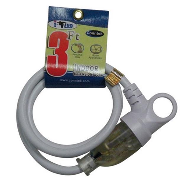 Conntek Indoor 3 Ft. L White Extension Cord 16/3 SJTW