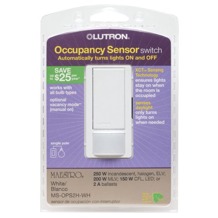 [3414505] Lutron Maestro Occupancy 2 Amps Single Pole Motion Sensor Switch White 1 Pk