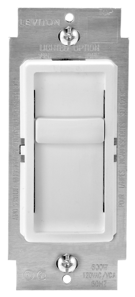Leviton Decora SureSlide White 600 W Slide Dimmer Switch 1 Pk