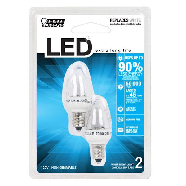 Feit E12 C7 Clear LED Miniature Bulb - 2 Pack
