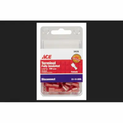 Ace 22-16 AWG Insulated Wire Female Disconnect Red 100 Pk