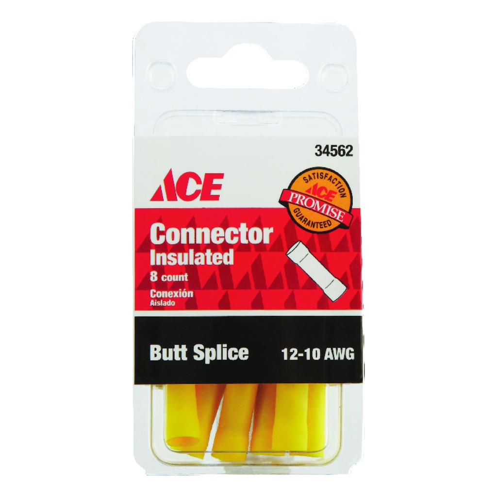 Ace Insulated Wire Butt Connector Yellow 8 Pk