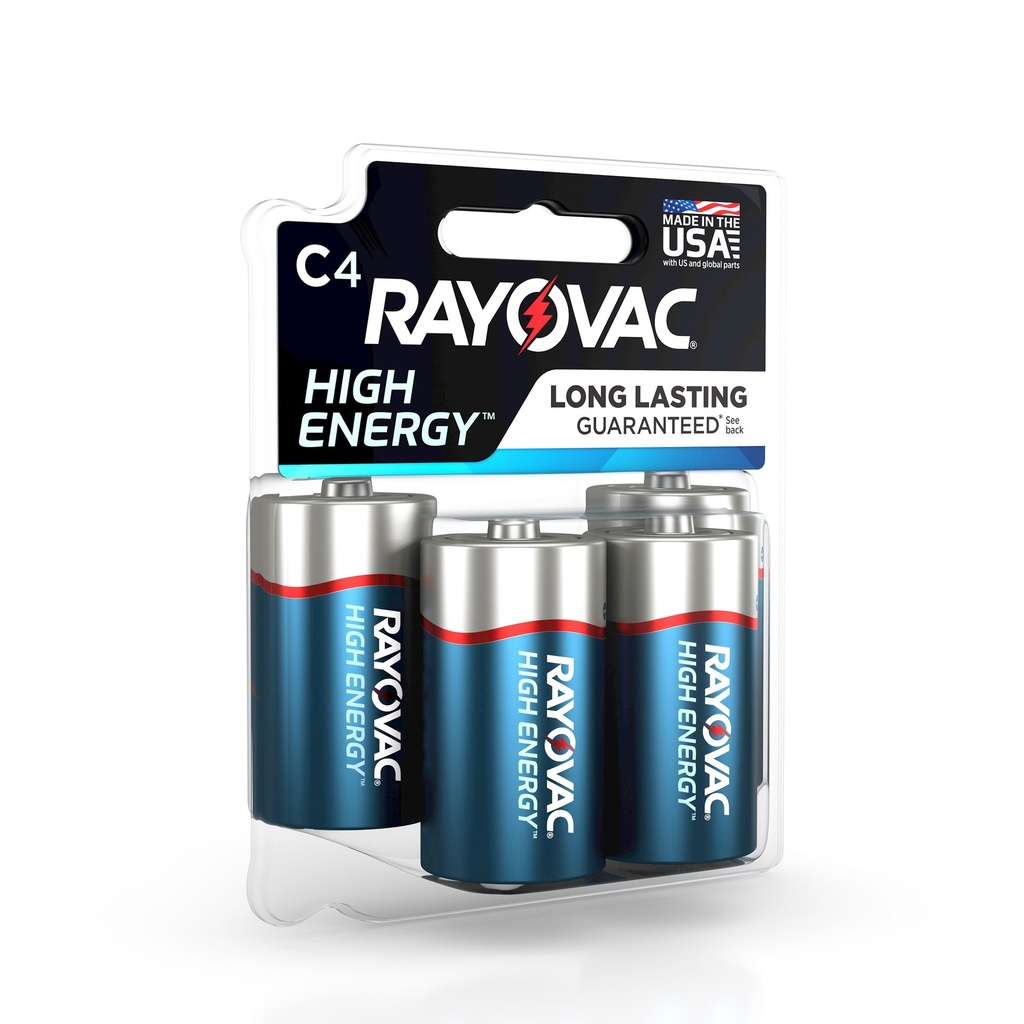 Rayovac High Energy C Batteries 4pk - Alkaline Battery: 1.5V Single-Use Household