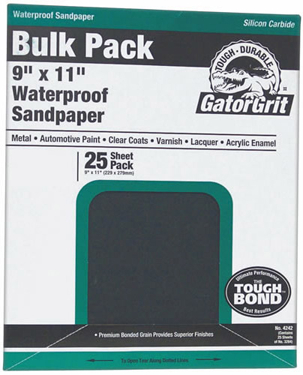 Gator 9" X 11" Waterproof Sanding Sheets  150 Grit  25 Pack