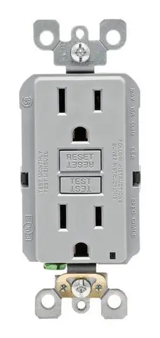 [3532520] Leviton SmartlockPro 15 Amps 125 V Gray GFCI Outlet 5-15R 1 Pk