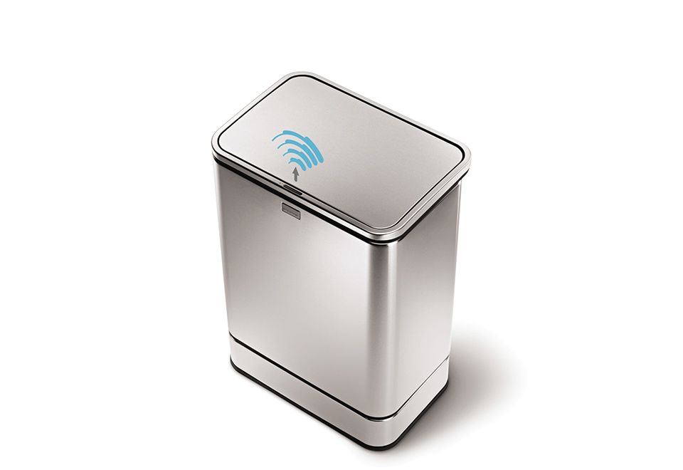 Simplehuman Rectangular Sensor Trash Can, Fingerprint-Proof Brushed Stainless Steel, 40 Liters /10.5