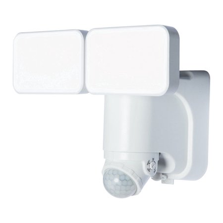 Heath Zenith HZ-7163 2 Light 10-3/32" Wide Integrated LED Outdoor Dual Head Flood Light - Motion Sensor Activated and Solar Powered White Outdoor