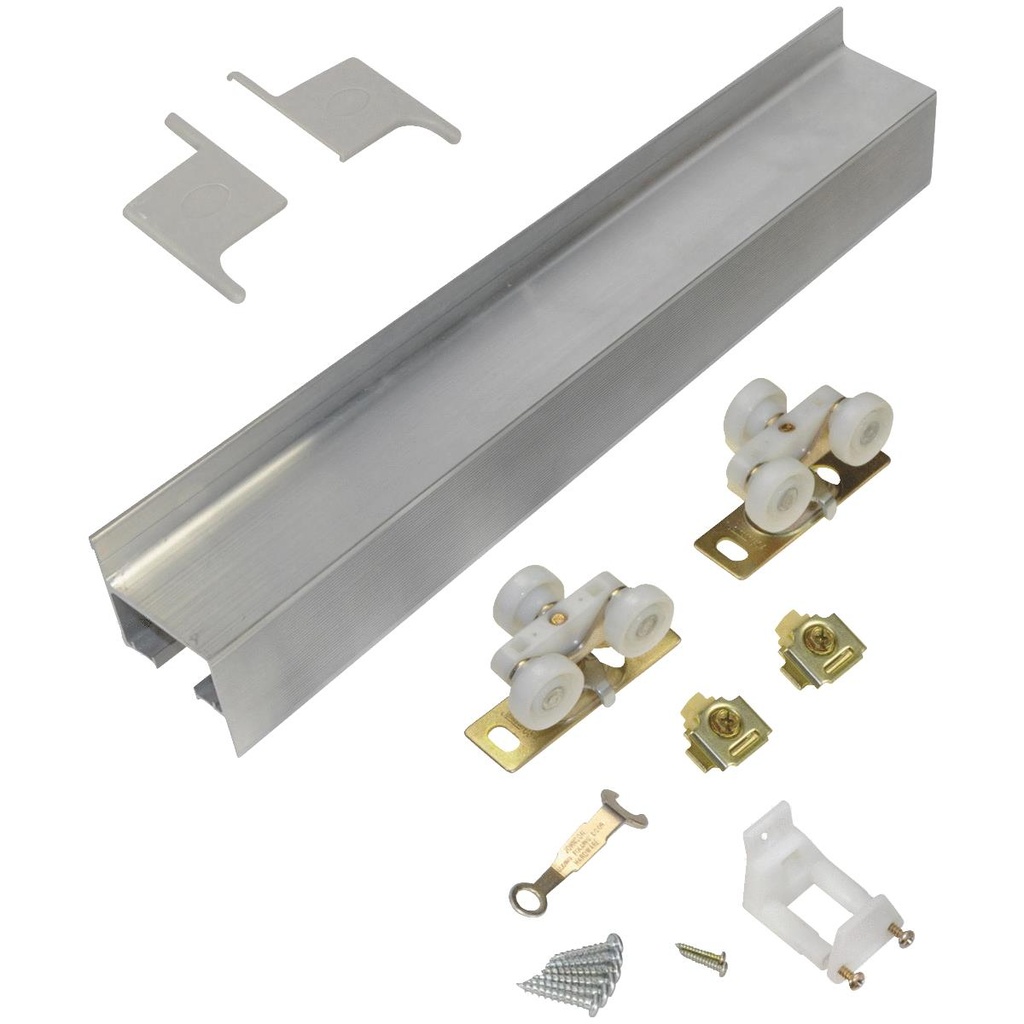 [382001947] Johnson Hardware 72 in. L Silver Aluminum Sliding Door Hardware Kit 4 Pc