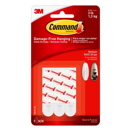 3M Command Medium Foam Refill Strips 2.75 in. L 12 Pack