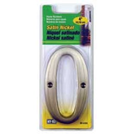 Prestige Series House Number, Character: 0, 4 in H Character, Nickel Character, Solid Brass