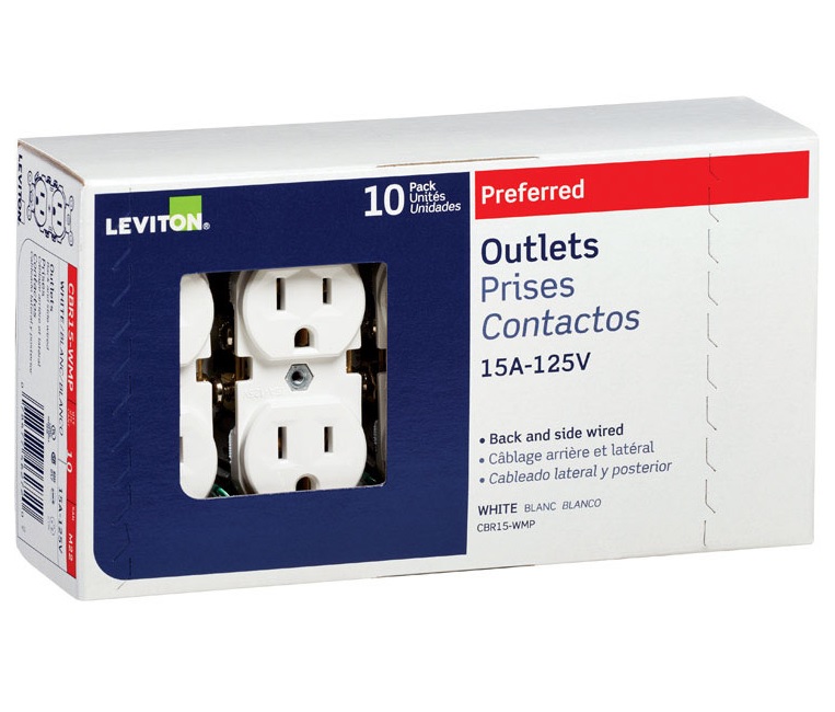 OUTLET DPLX 15A WHT 10PK