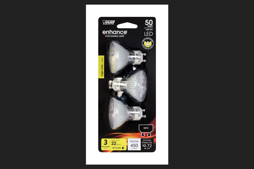 Feit Enhance MR16 GU10 LED Bulb Bright White 50 Watt Equivalence 3 Pk