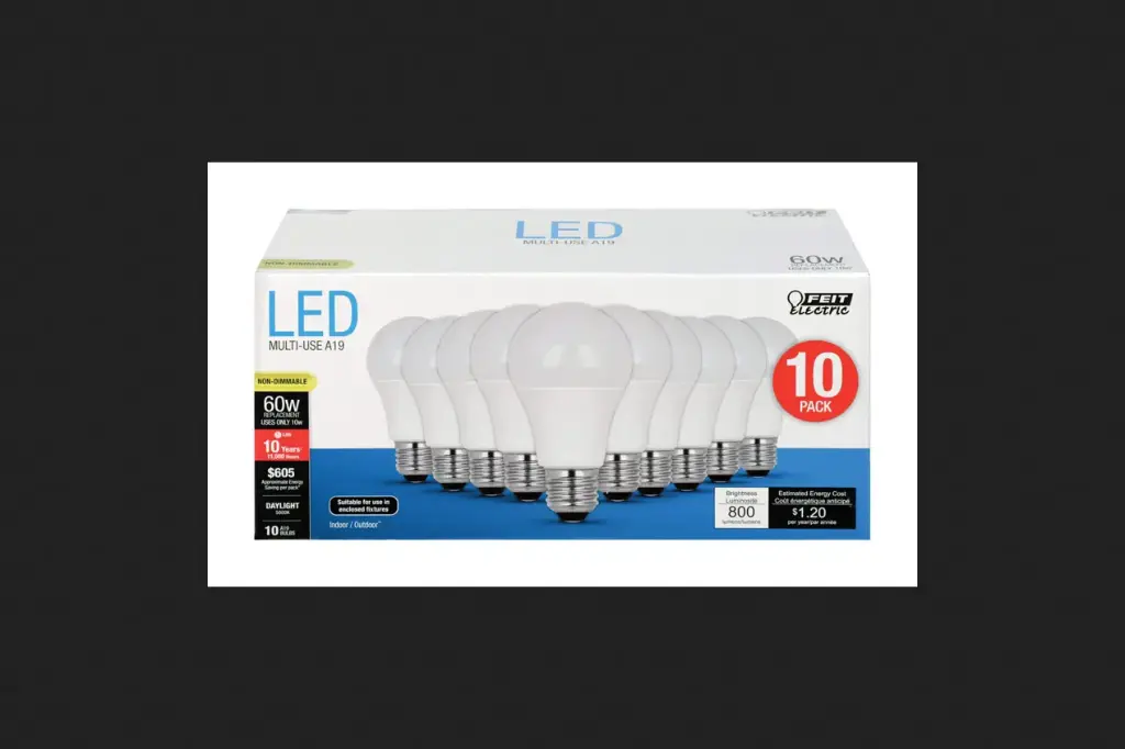 [3929098] FEIT ELECTRIC - A19 E26 (Medium) LED Bulb Daylight 60 Watt Equivalence 10 Pk