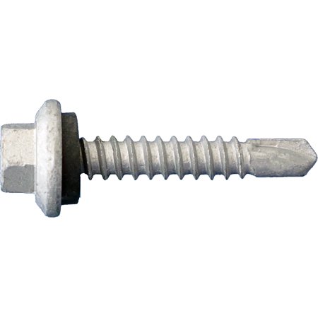 Self-Drilling Screw, #10 X 1 in, Dagger Guard Steel Flange Hex Head External Hex Drive, 