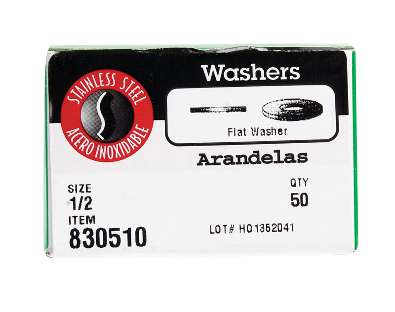 [399006394] HILLMAN Stainless Steel 1/2 in. Flat Washer 50 Pk