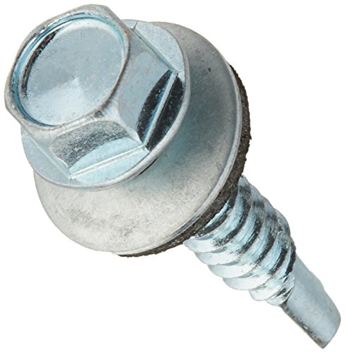 The Hillman Group 561053 1/4-14-Inch X 1-1/4-Inch Washer Head Neoprene Washer Self Drilling Screw, 100-Pack