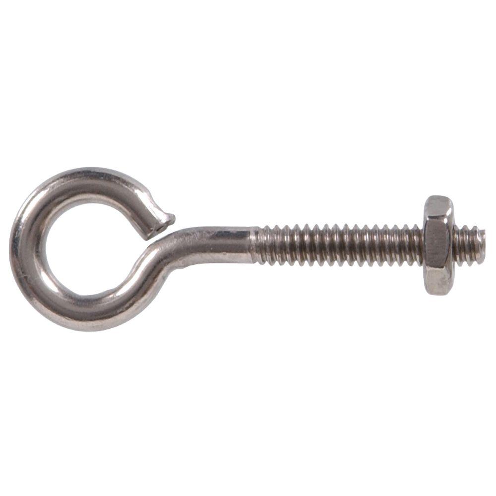 1/4 in. - 20 Tpi X 2 in. Stainless Steel Eye Bolt with Nut (8-Pack)