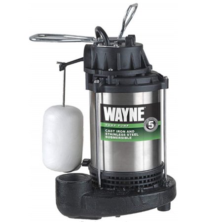 Wayne 1/2 HP 5100 Gph Stainless Steel Vertical Float Switch AC Sump Pump 8 Ft