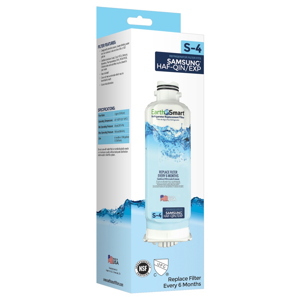 EarthSmart S-4 Refrigerator Replacement Filters for Samsung HAFQIN