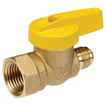 [40558] Homewerks 1/2 in. Brass Flare X FIP Ball Valve Quarter-Turn Lever for Gas
