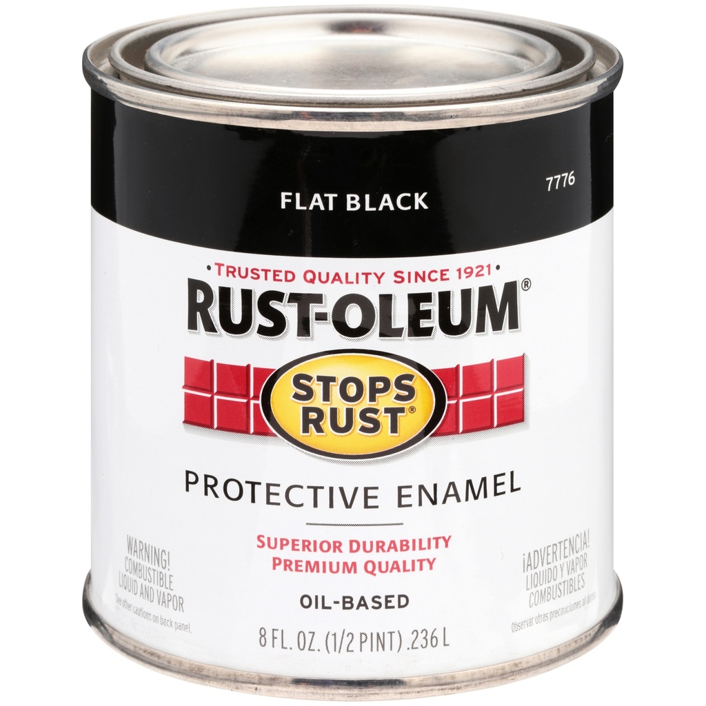 Interior/Exterior Paint, Flat, Oil Base, Black, 8 Oz