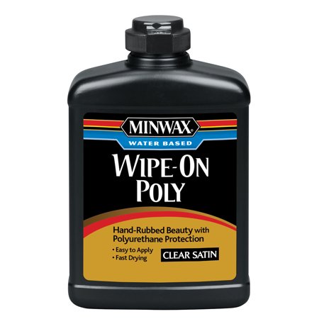 [420013386] Minwax Wipe-on Poly Satin Clear Water-Based Latex Polyurethane Stain 2 Pt.