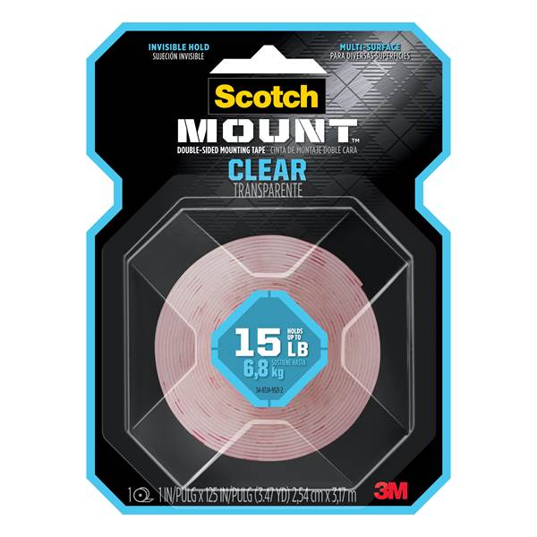 1 in. X 3.47 Yds. Clear Indoor Permanent Double-Sided Mounting Tape