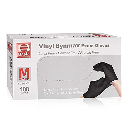 [430002788] Basic Vinyl Synmax Latex Free Exam Gloves - Medium - 100 Ct