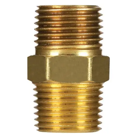 Company 1/4 in. MPT Yellow Brass Hex Nipple