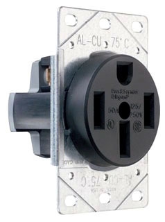 [450008166] Legrand 3894 Pass & Seymour 50 Amp 125/250V NEMA 14-50R Flush Mount Electrical Outlet for Ranges / Dryers / EV Chargers Black Wall Controls Electrical