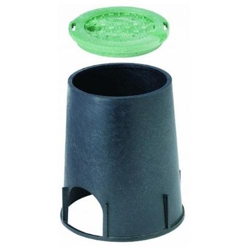 NDS 6-1/2 in. W X 9-1/16 in. H Round Valve Box with Overlapping Cover Black/Green