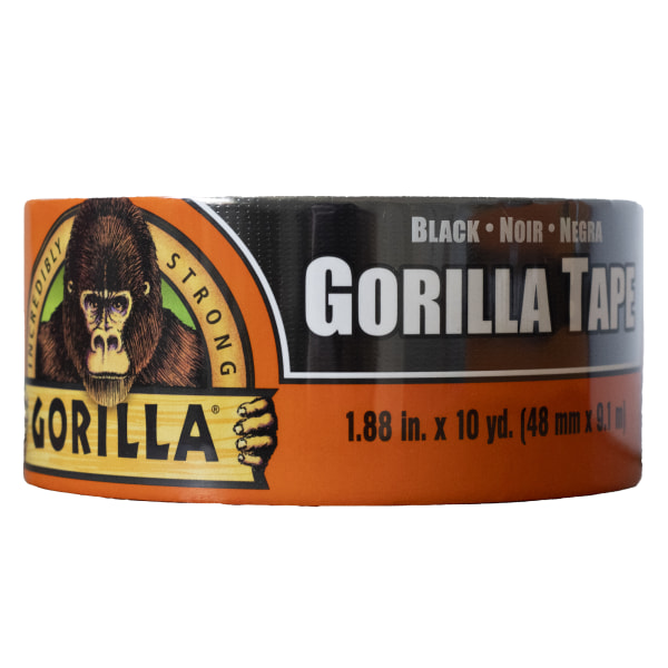 Gorilla 10 Yard Duct Tape Black: Industrial Adhesive, 1.88" Wide, Heat Resistant, 1 Year Warranty