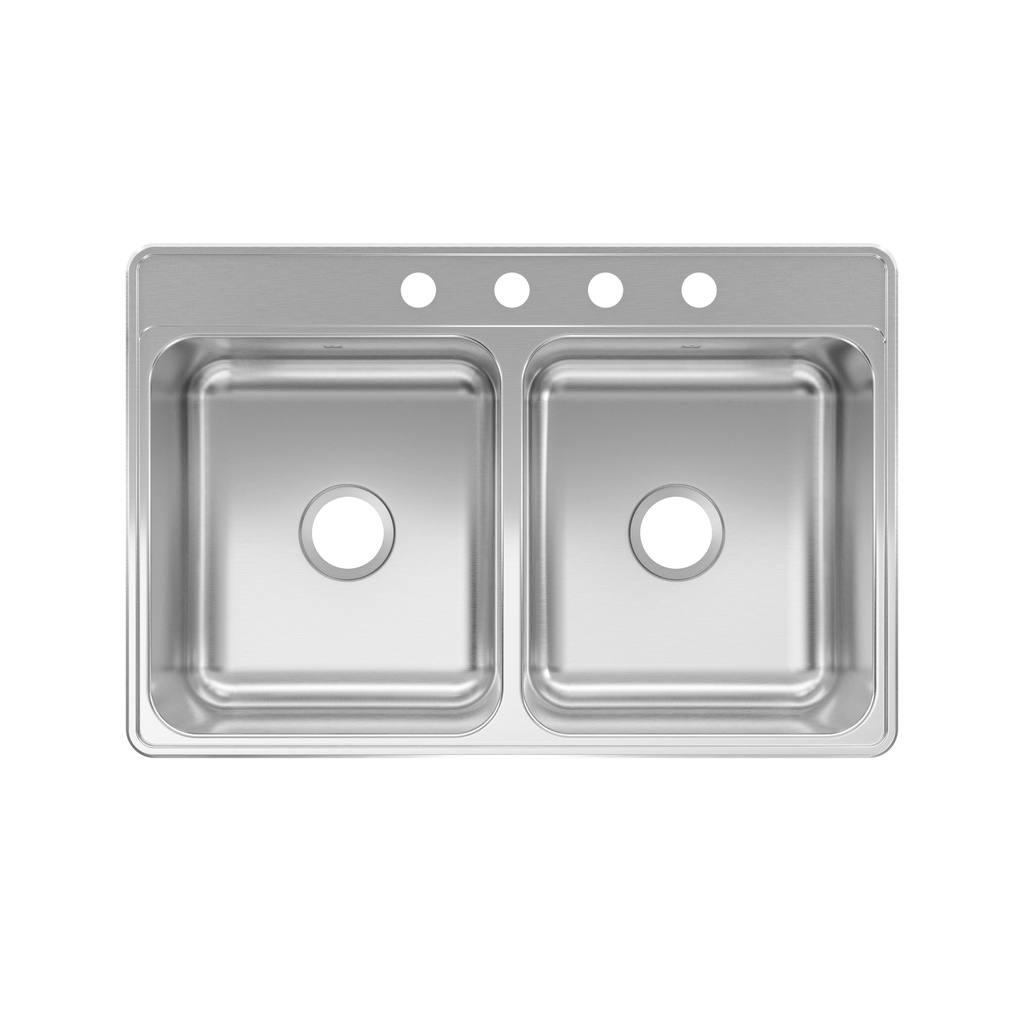 [4666327] Kindred Creemore Stainless Steel Top Mount 33 in. W X 22 in. L Double Bowl Kitchen Sink Silver