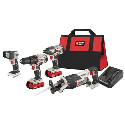 [470013536] Porter Cable 20V Cordless Brushed 4 Tool Combo Kit