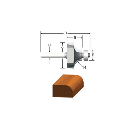 Vermont American 1-1/8 in. D X 5/16 in. X 2-1/4 in. L Carbide Tipped Round Over Router Bit