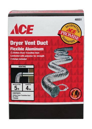 [48551] Ace 60 in. L X 4 in. D Silver Aluminum Dryer Vent Duct