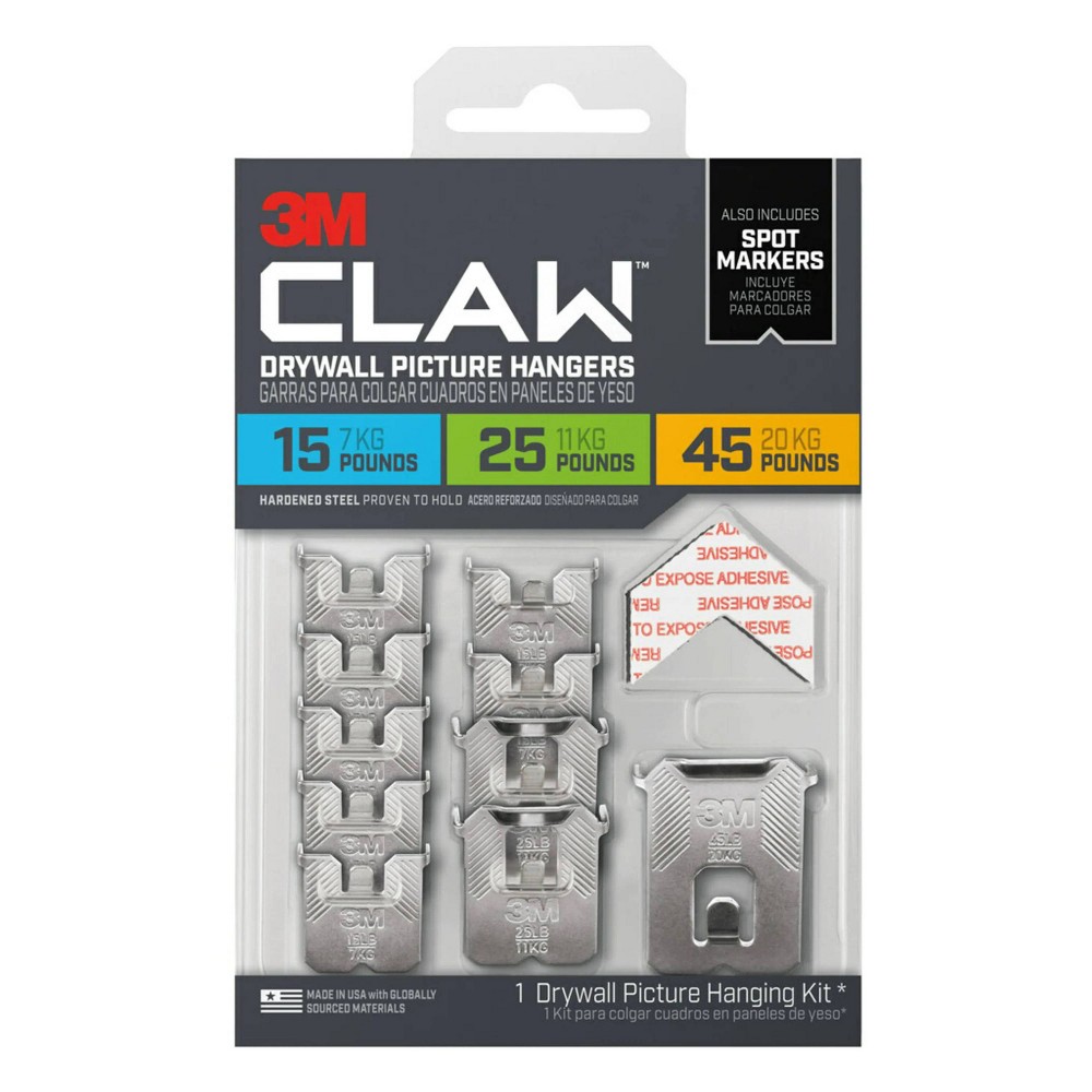 3M Claw Drywall Picture Hanger - Steel - 10/Pack 3PHKITM10ES