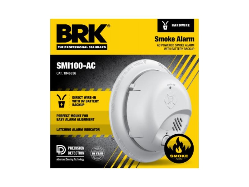 BRK Hard-Wired W/Battery Back-up Ionization Smoke Detector 1 Pk