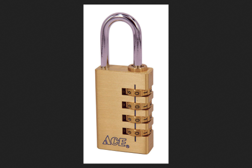 Ace 1-7/16 in. H X 7/8 in. W X 7/8 in. L Brass 4-Dial Combination Padlock