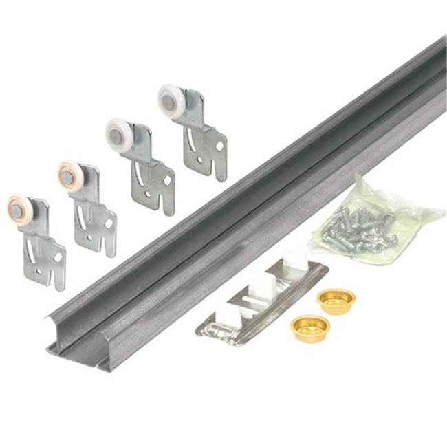 Prime-Line 7/8 in. D X 48 in. L Galvanized Silver Steel by-Pass Door Hardware Set 1 Pk