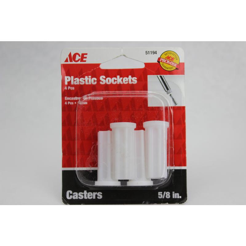 5/8  Plastic Socket Casters Ace Casters 51194 White Plastic 082901511946