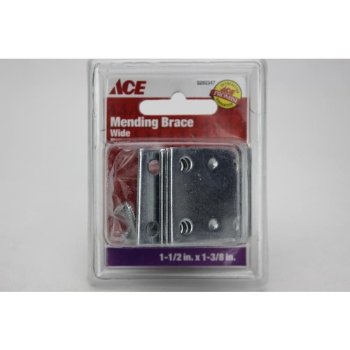 1-1/2 X 1-3/8  Zinc Wide Mending Plates Ace Mending Plates 5292347 Zinc Steel