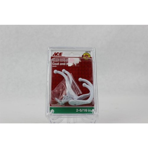 2Pk 2-5/16  Garment Coat and Hat Hook Ace Coat Hooks 5292719 White 082901138969