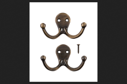 Ace Small Double Garment Hook 1-3/4 in. L Brass 2 Pk