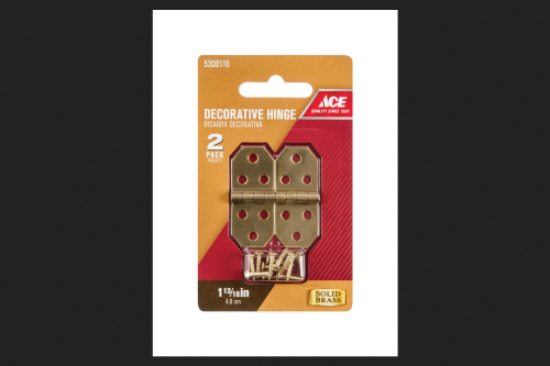 [5300116] Ace 3/4 in. W X 1-13/16 in. L Polished Brass Brass Decorative Hinge 2 Pk